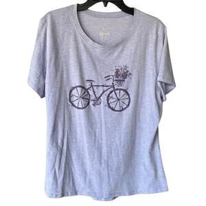 Gerry heathered purple lavender gentle scoop neck tee bike and flower ba…